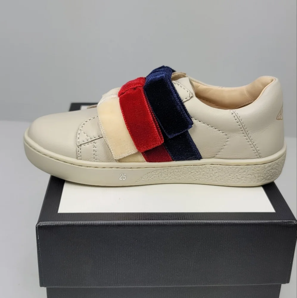 👟👟👟GUCCI Bow-detailed printed leather sneakers for Girls. Wow - Picture 6 of 7